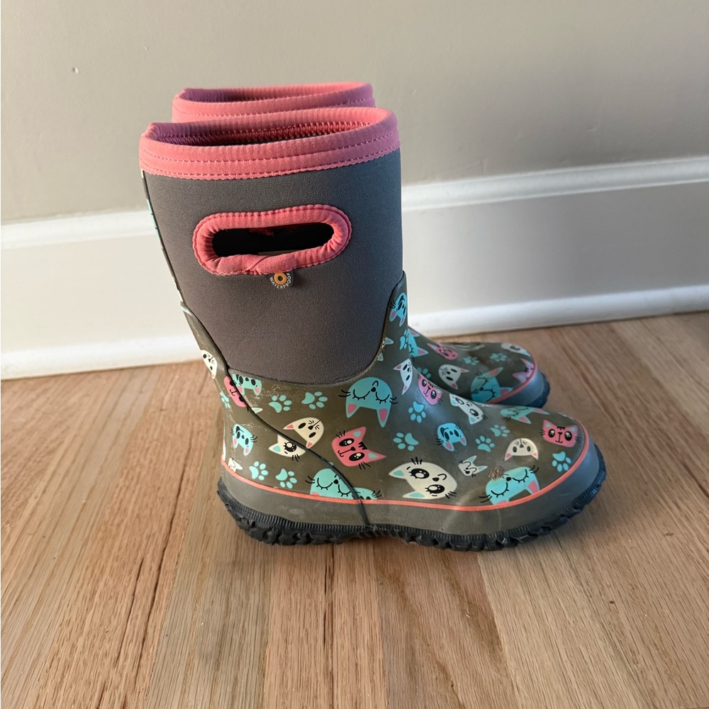 Bogs Gray and Pink Kids' Animal Boots